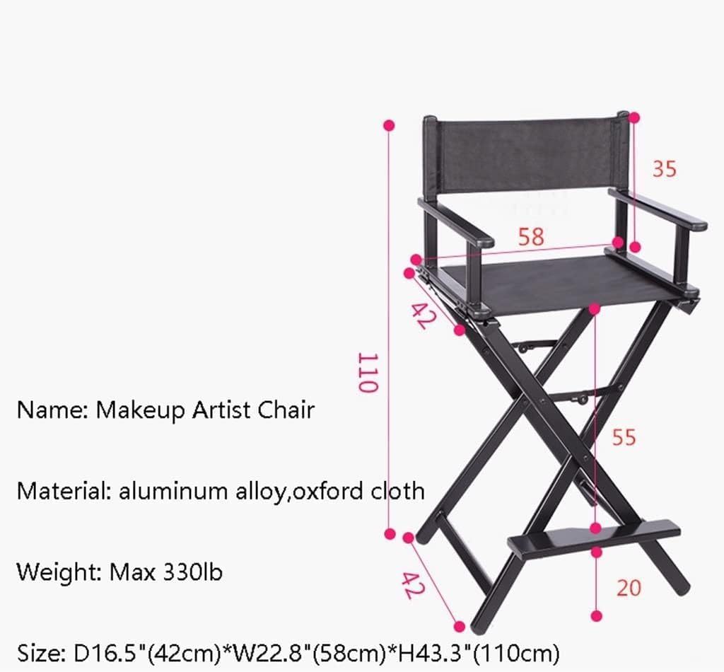 Portable Folding Director's Chair for Makeup Artists Lightweight Aluminum Construction(Silver)