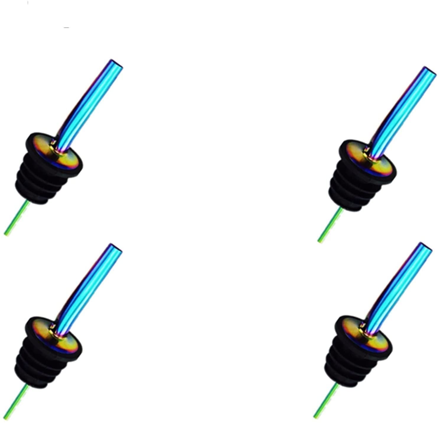 Weinausgießer 4pcs / Set Weinflaschenausgießer Stopper Edelstahl Verschiedene Wein Likör Spiritusausgießer Free Flow Auslauf Stopper Bar Zubehör Wein Cocktail Dispenser Home Bar Tools (Color : 4pcs