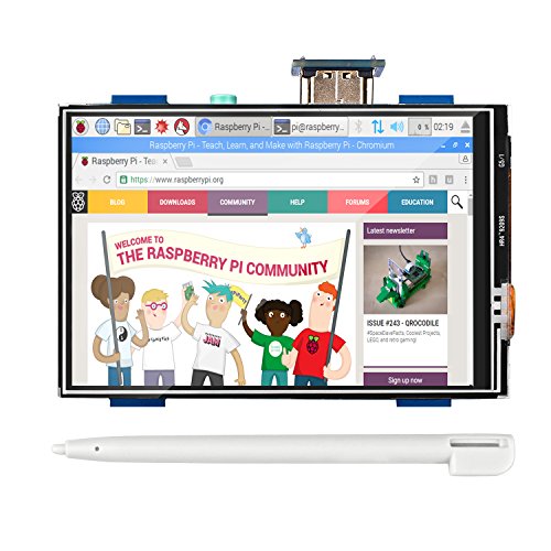 Smraza pour Raspberry Pi Écran Tactile/Écran TFT Display LCD 3,5 Pouces avec Stylet Tactile, Films de Soutien, Jeux d'arcade, entrée Audio HDMI avec Carte d'extension RPI GPIO