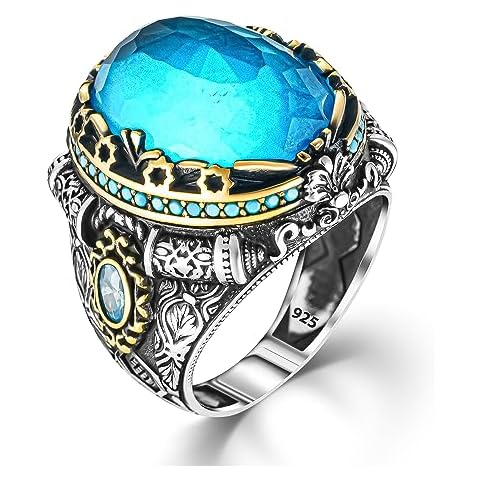 TAKILINGO Aquamarine 925 Sterling Silver Ring Cover