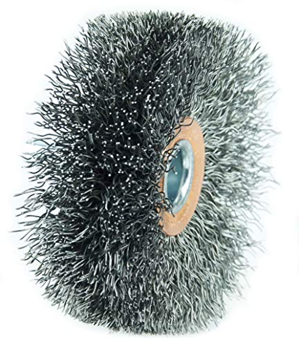 Image of Weiler 17623 3 inch Wide Face Stem-Mounted Crimped Wire Wheel.014 Steel Fill, 1 /4 inch Stem, Made in the USA (Pack of 10)