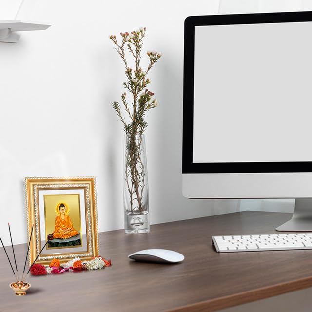 Image of DIVINITI Lord Buddha 24K Gold Plated Foil Wall and Tabletop Photo Frame for Home Decor, Puja Room, Living Room, Office, Luxury Gifting | DG Frame 112 S2 (21.5x17.5 CM)