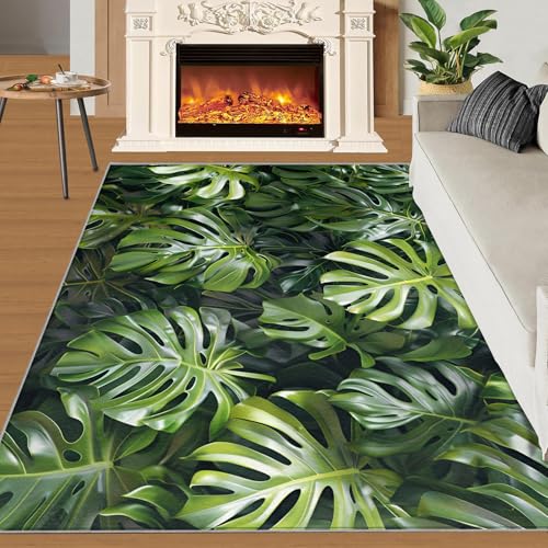 Alfombra Tropical Monstera 5.3x8ft Verde Oscuro miniatura 3