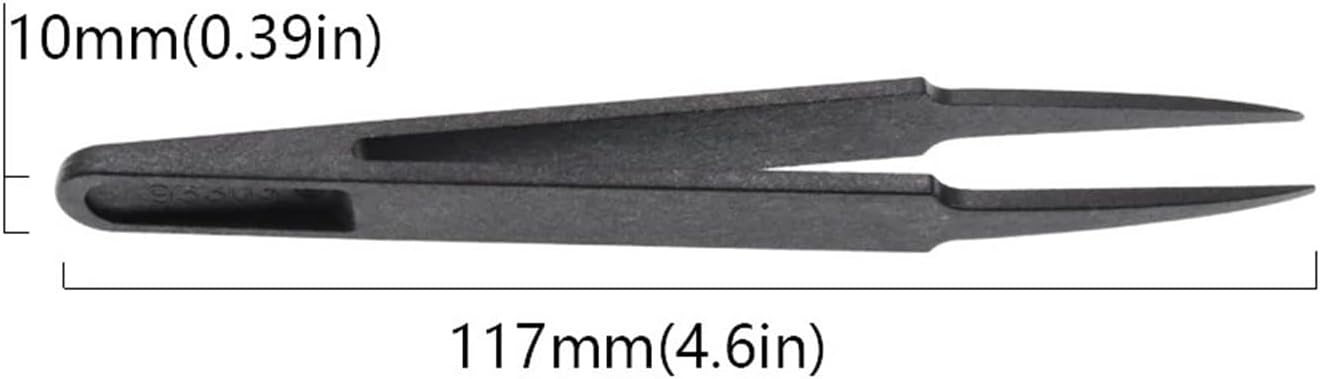 10PCS Anti-static Plastic Tweezer Heat Repair Tool Portable Black Straight Bend 93303 Tweezer