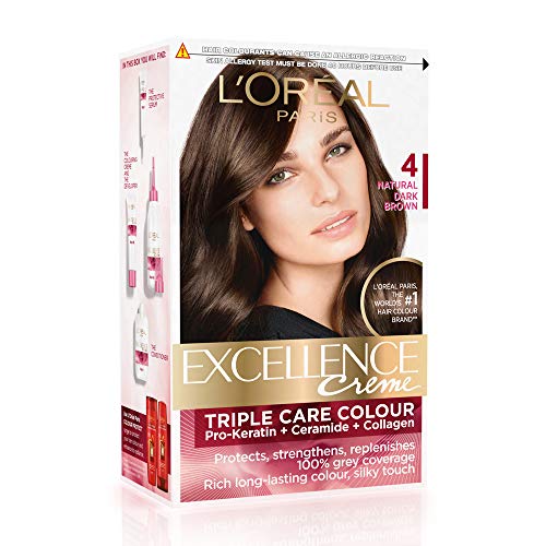 Image of L'Oreal Paris Excellence Creme Hair Color, 4 Natural Dark Brown, 72ml+100g and L'Oreal Paris Casting Creme Gloss, Medium Brown 500, 87.5g+72ml
