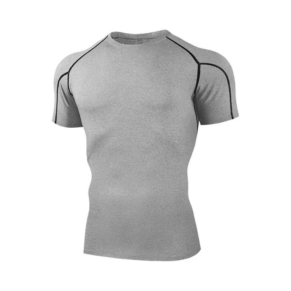 DYRBF - Camiseta comprimida para hombre, ropa deportiva para correr, elástica, de secado rápido, para hacer ejercicio en el gimnasio