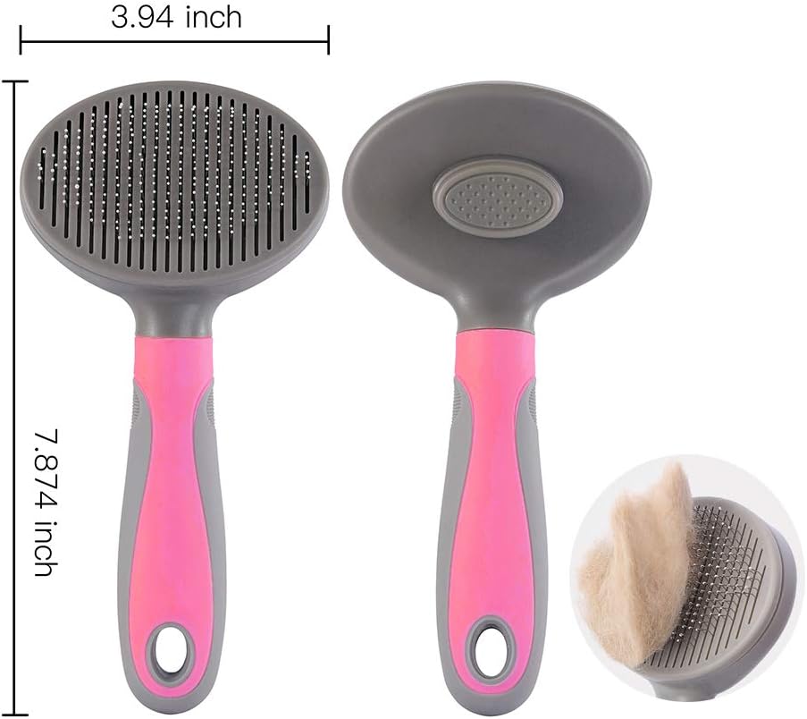 Hesiry Cat Grooming Massage Brush Pet Soft Shedding Brush, Removes Loose Undercoat Gently, Pet Slicker Brush for Matted and Tangled Hair with Self Cleaning Button : Pet Supplies