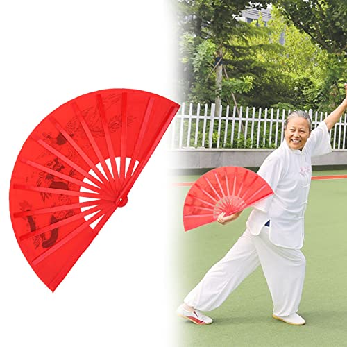 KIMISS Tai Chi Fächer, Kampffächer Rot Tai Chi Kampfkunst Kung Fu Fächer Bambusfächer Rechtshänder Wushu Tanzübungstraining