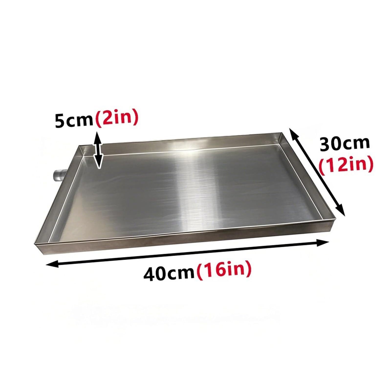 Vassoio Raccogli Gocce Climatizzatore In Acciaio Inox Con Tubo Di Scarico,Vasca Di Drenaggio Condensa Universale Per Unità Esterne Climatizzatore,HVAC,Sistemi Split,Vassoio Raccogli(40x30cm(16x12in))