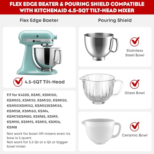 Pouring-ShieldFlex-Edge-Beater-for-Kitchenaid-Mixer-Suitable-for-KitchenAid-455QT-Mixer-Bowl-Stainless-Steel-Glass-Ceramic-As-Kitchen-Aid-Accessories-and-Attachments-by-Fgreeble Pouring ShieldFlex Edge Beater for Kitchenaid Mixer Suitable for KitchenAid 455QT Mixer Bowl Stainless Steel Glass Ceramic As Kitchen Aid Accessories and Attachments by Fgreeble