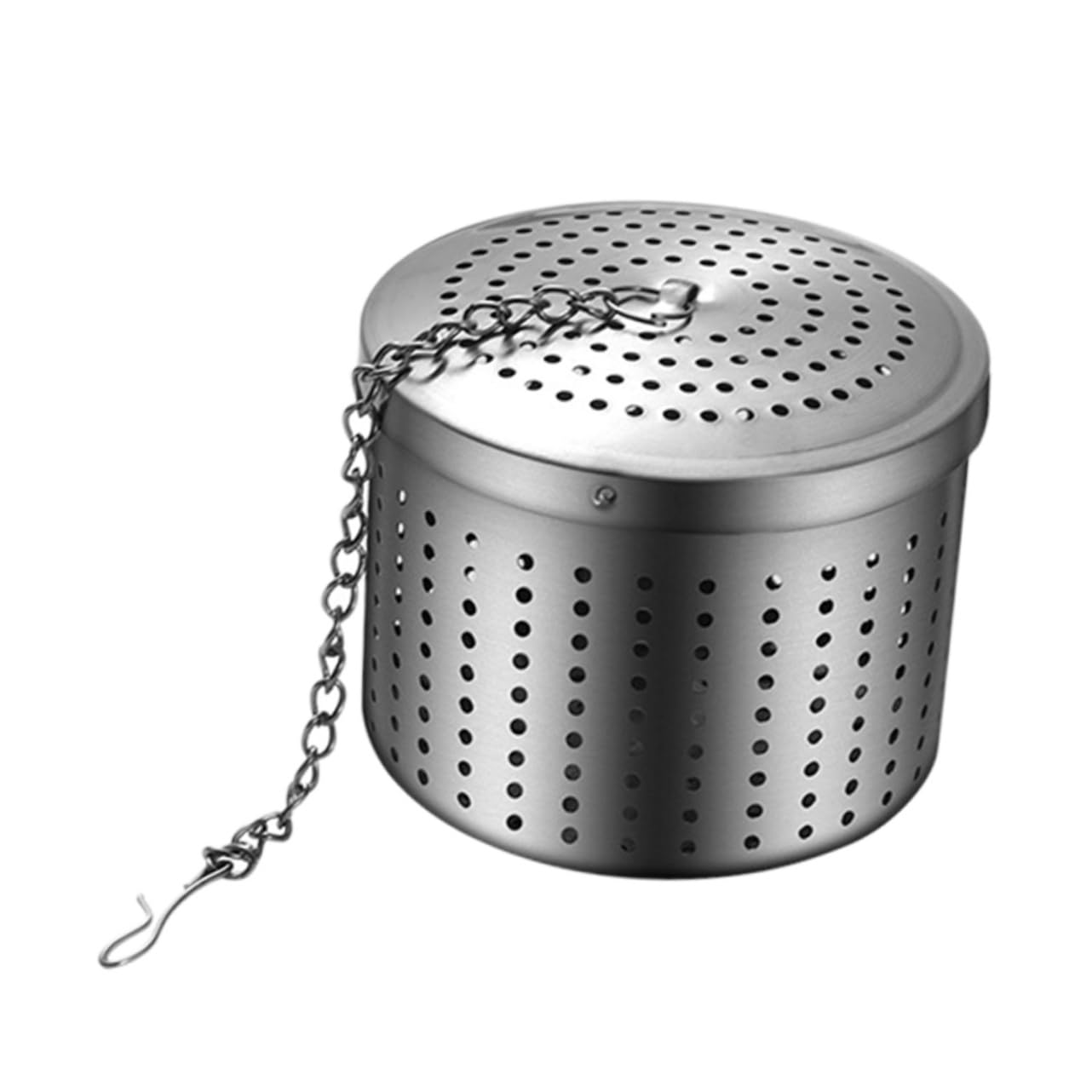 FONDOTIN 1Pc Stainless Steel Spice Filter Ball with Chain Hook Multi Purpose Strainer for Tea Soup and Brine Kitchen Tool to Retain Flavor and Remove Dregs Stylish Cooking Accessory