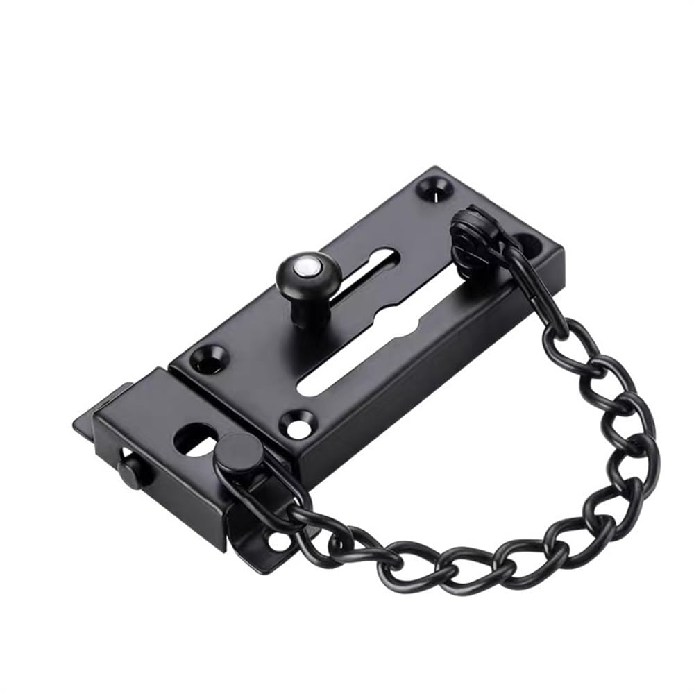 Lkfjnhepf Black Door Chain Anti Theft Door Chain With Lock Bolt Entrance Front Main Security Latch Hardware Stainless Steel Guard(Black)