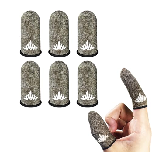 JWH Ultra-Thin Pure Silver Fiber Gaming Finger Thumb Sleeves,Light and Breathable,Silky and High Sensitivity,6 Pack Guantes para Dedos Gamer,Dedales Gamer,Finger Gloves,for PUBG Gaming Cots
