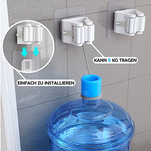 WENRENMK 6 Stück Besenhalterung Wand Selbstklebend, Wandhalterung Besen, Besen Halterung, Geeignet für Besenstiel, Küche, Bad, Garten, Garage