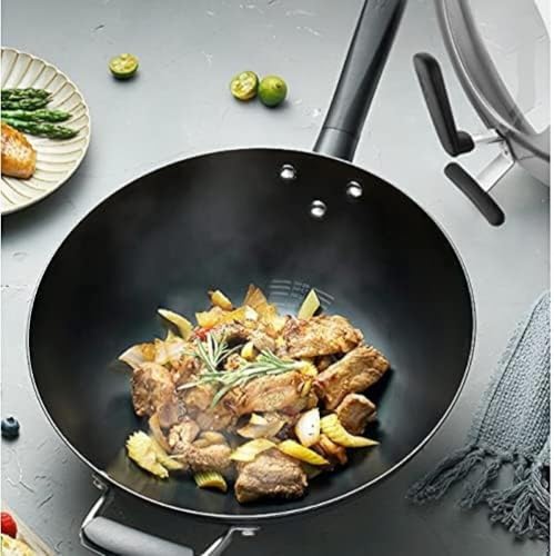 Wok de hierro fundido sin recubrimiento hecho a mano 320x105 mm miniatura 5