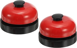 PATIKIL Desk Call Bell 2.5" Diameter,2 Pcs Dinner Desk Front Bell for Service with Metal Anti-Rust Construction for Hotel Restaurant Reception Areas Office Warehouse, Black/Red