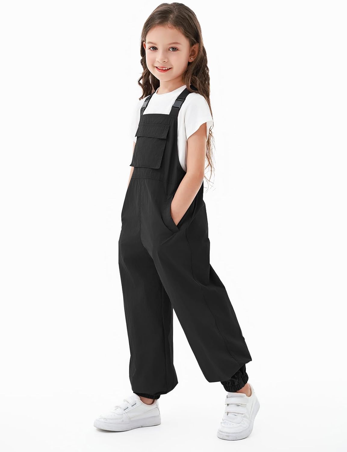 Haloumoning Girls Bib Overalls Summer Outfits Adjustable Strap Long Pants Casual Rompers Jumpsuits with Pockets 5-14 Years - Image 4