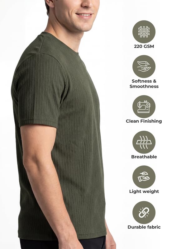 Image of Poly Cotton Frill Round Neck T-Shirt for Men | |