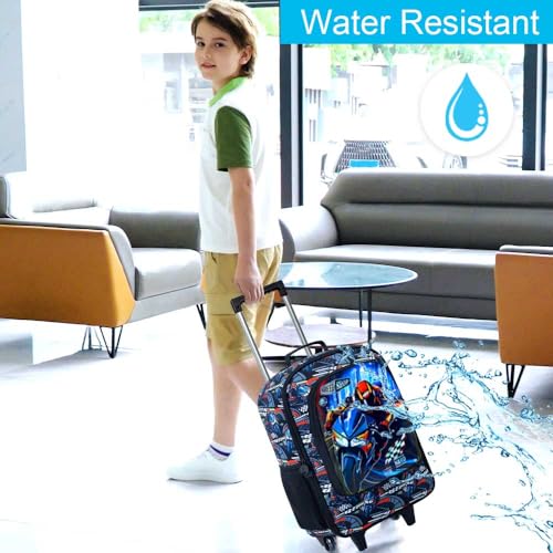 Boys Suitcase, Kids Water Resistant Rolling Luggage, Motorcycle Travel Carry on for Elementary Preschool Toddler3