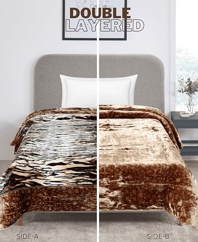 Image of Petals Dreams Blanket Single Bed for Heavy Winter,1100 GSM, 2 Ply, Cloudy Mink Blanket (170x230 cm) (Leopard 03)
