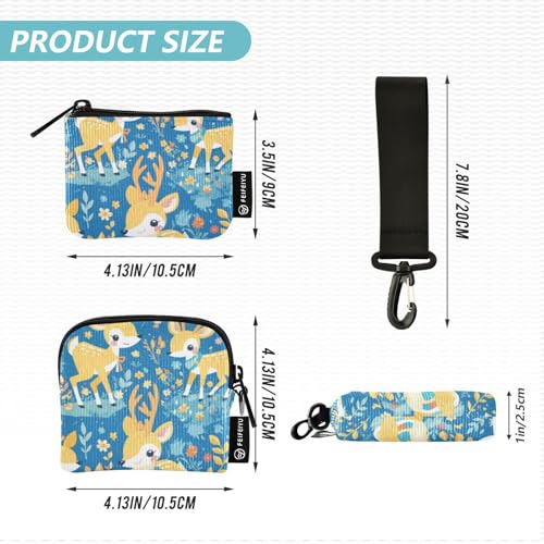 Delicate Cartoon Animal Duiker Bright Women's Wallets Card Cases Compact Size Change Purse Key Holder with Zipper Coin Pocket for Ladies 2 Packs tarjetero para tarjetas de credito4