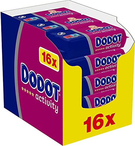 Dodot Toallitas Activity para Bebé, 864 Toallitas, 16 Paquetes (16x54), Recuperan el pH Natural de la Piel