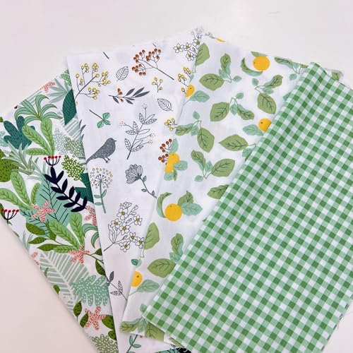 Image of Cotton Fabric DIY Making Supplies Quilting Patchwork Fabric Fat Quarter Bundles DIY for Quilting Cotton Patchwork Cushions (42pcs Green, 9.8 inch x 9.8 inch)