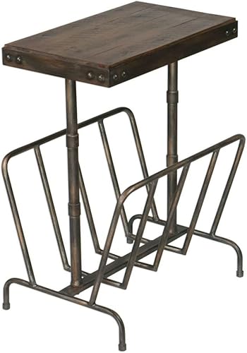 Miniatura 3 de Uttermost Sonora - Mesa auxiliar de hierro cepillado de 17 pulgadas de ancho con madera de nogal