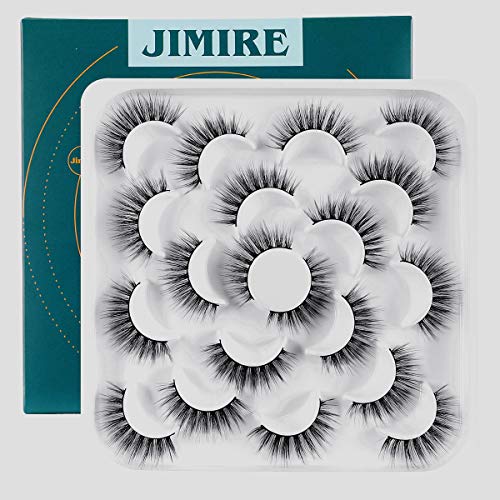 JIMIRE Natural Fluffy False Eyelashes Handmade Volume 3D Eyelashes Pack 10 Pairs