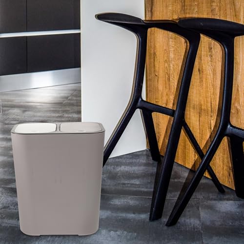 Image of Ipetboom 1pc Double Compartment Trash Can Wet & Dry Trash Can Recycling Bin Household Toilet with Lid Wet & Dry for Home Office-Gray (12.97X11.28X8.14in)