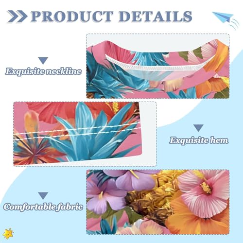 ALAZA Kids Rash Guard Boys Toddler Swim Shirts Short Sleeve Hibiscus Flower Pineapple UPF 50+ 3T3