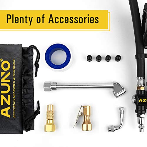 Azuno Digital Tire Inflator With Pressure Gauge, 200 Psi (0.1 Res) W/Led Flashlight, Heavy Duty Air Compressor Accessories 7Pcs Set, W/Lock On Air Chuck, Dual Head Chuck And 90° Tire Valve #TOP5
