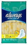 Always Pads Ultra Thin Size 1-36 Count Regular, 36 Count(Pack of 3)