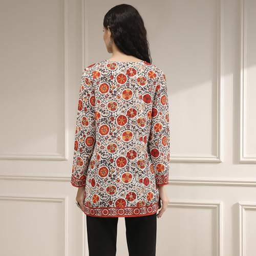 Image of Biba Printed Polyester Straight Casual Kurtis