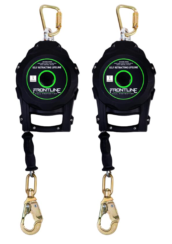 Image of Frontline RPGC 50Ft Cable Single Leg SRL with Steel Snap Hook End | Ergonomic Carry Handle & Tagline | High Strength, Corrosion-Resistant | 310 lbs Capacity | ANSI & OSHA Compliant (2 Pack)