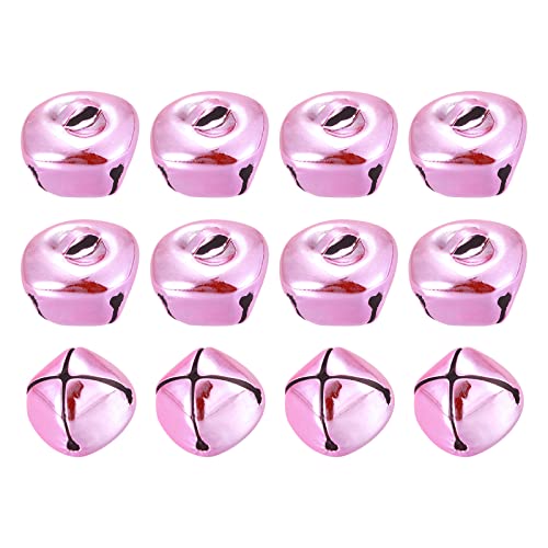 sourcing map 12 Stück Glöckchen, Metallglöckchen, 20mm Glöckchen Zum Basteln, Kleine Glocken, Schellen für Handwerk, DIY Weihnachten Dekoration, Geschenkdeko, Rosa