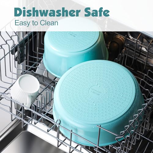Image of SENSARTE 24 Piece Ceramic Pots and Pans Set, Nonstick Detachable Handle Cookware, Induction Cookware Set with Removable Handle, Healthy Non Stick for RV, Dishwasher&Oven Safe, PFOA Free (Turquoise)