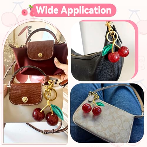 Image of TINKRSTUFF Cherry Bag Charm Cute Key Chains Cherry Purse Charms for Handbags, Strawberry Keychain Best Gifts