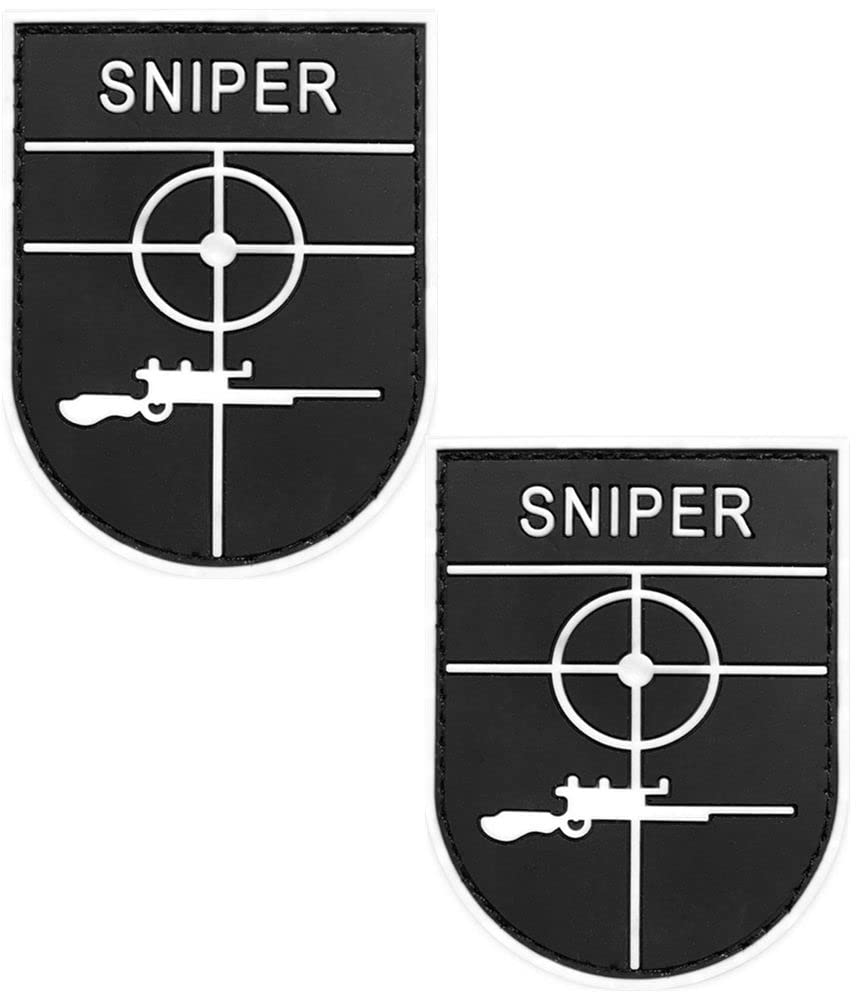 Vmcoatdu 2 Pieces Sniper Scope Crosshair PVC Rubber Patch Badge Emblem with Hook Applique Patches