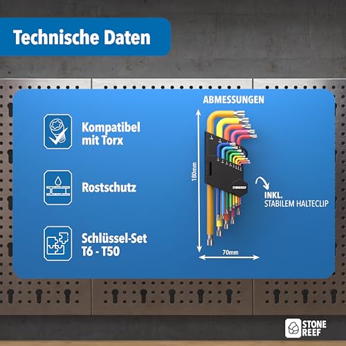 Winkelschraubendreher Set 13 tlg T6-T50 kompatibel mit Torx-Schrauben – Ansicht 5