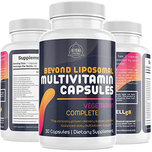 Beyond Liposomal Multivitamin for Men and Women - with Whole Food Vitamins, Organic Extracts - Natural Supplement - Best for Energy, General Health - Non-GMO Vegan - 30 Capsules