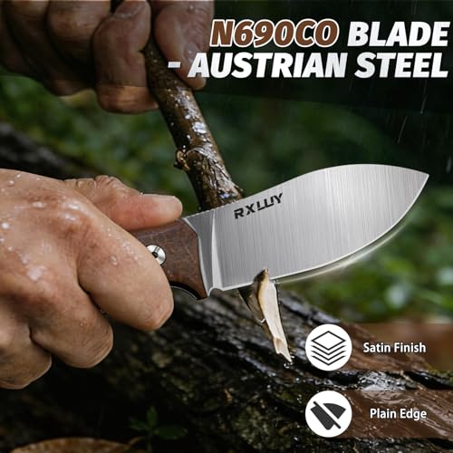 RXLUY Fixed Blade Knife with Kydex Sheath, 2.95" N690co Steel Blade, Ergonomic Mikata Handle, EDC Tactical Hunting Knives, Small Tool for Family Camping Survival Hiking,Gifts for Men Women (Brown) - image 2