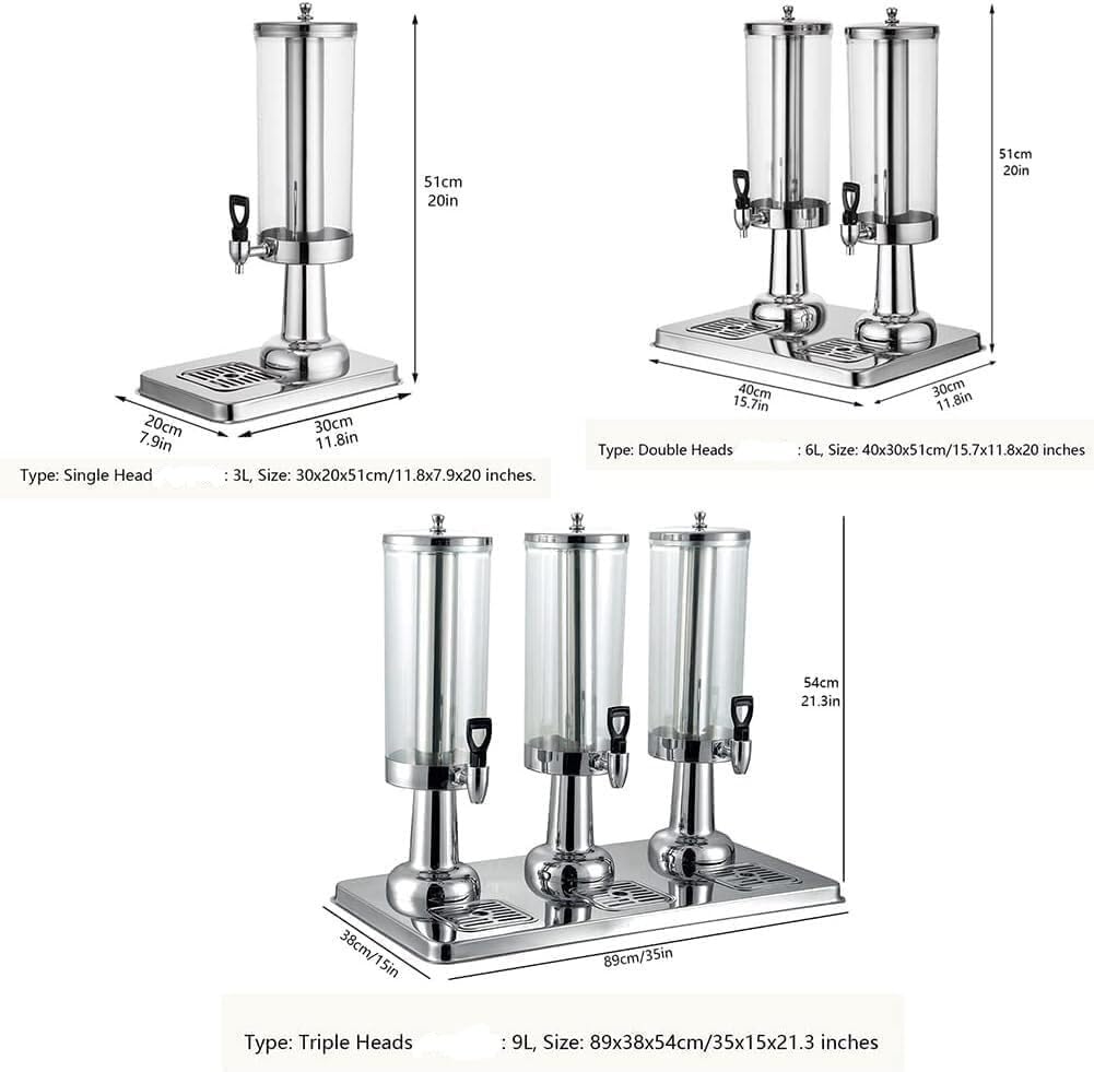 Dispensador de bebidas con grifo, contenedor de bebidas de acero inoxidable para bebidas frías y calientes, ideal para fiestas, eventos, catering, autoservicio doméstico, capacidad de 3 L a 9 L
