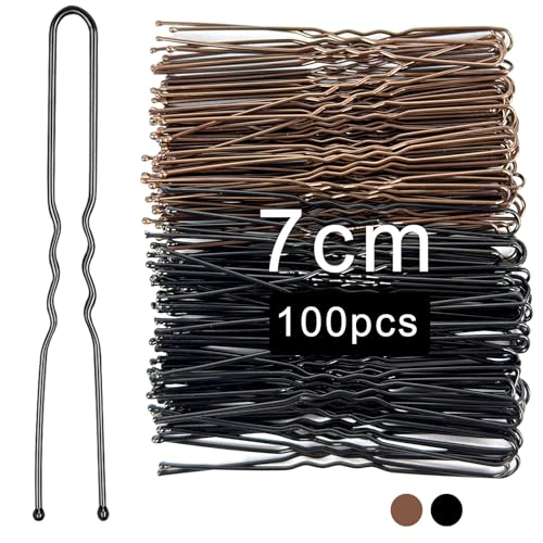 Kavya 100 Pieces Epingle Cheveux Femme Pince Chignon 7cm Epingle a Cheveux en Forme de U Epingle Cheveux, Pince Cheveux Métal Barrette Cheveux Femme Fille...