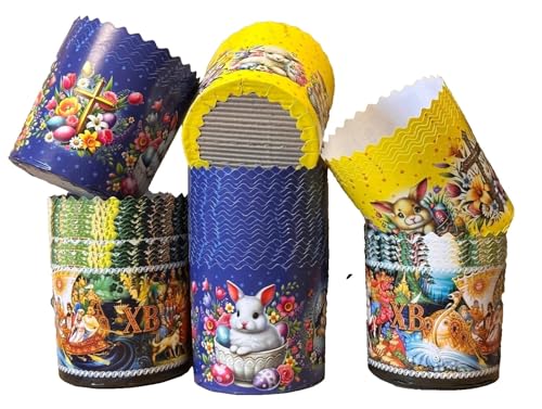 10er Set Osterbrot Back Papier Einwegbackform Osterkuchen Kulitsch Zchostov Motiv D9cm / 500ml