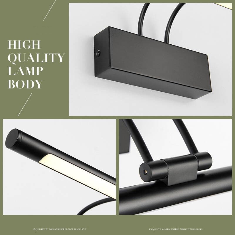 LED Spiegelleuchte Bad Lampe Modern Spiegel Beleuchtung Lampe Badlampe Metall Spiegellampe Mit Schalter Wandlampe Neutralweiß Licht 4000K IP44 Wasserdicht LED Make-Up Light,Schwarz 12W