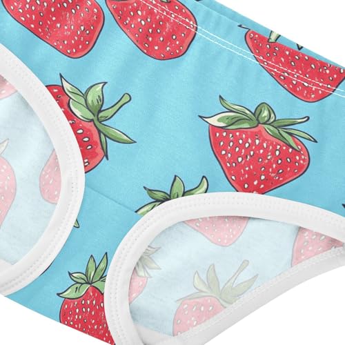 Wusikd Strawberries Girls' Underwear Cotton Blue Girls Briefs Soft Toddler Underwear 2T4
