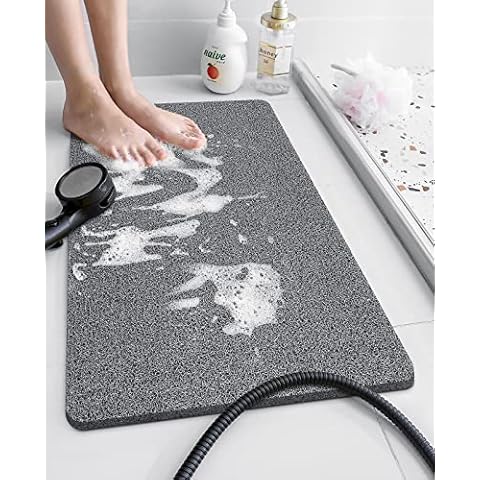 OTHWAY Loofah Mats for Shower, Non Slip Shower Mat Soft on Your Feet, Quick Drying Bath Mat, Phthalate Free, Soft Textured Tub Mat Massage Mat for Bathroom 16×23.6inch (Grey) Cover