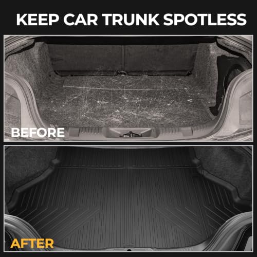 Image of Floor Mats for 2015-2023 Ford Mustang Accessories | Not for Mach-E, Full-Coverage Mats Set with Cargo Liner, 3D Custom Cargo Liner, Non-Slip Texture, Odorless TPE, Easy to Clean
