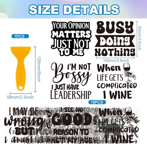 GLOBLELAND 18 Sheets Funny Sarcasm Silhouette Transfer Stickers 3.9x3.6inch Sasquatch Decals Stickers Humorous Text Rub on Transfer for Furniture Vase Glass Mason Jar Decorations Art Crafts - Image 2